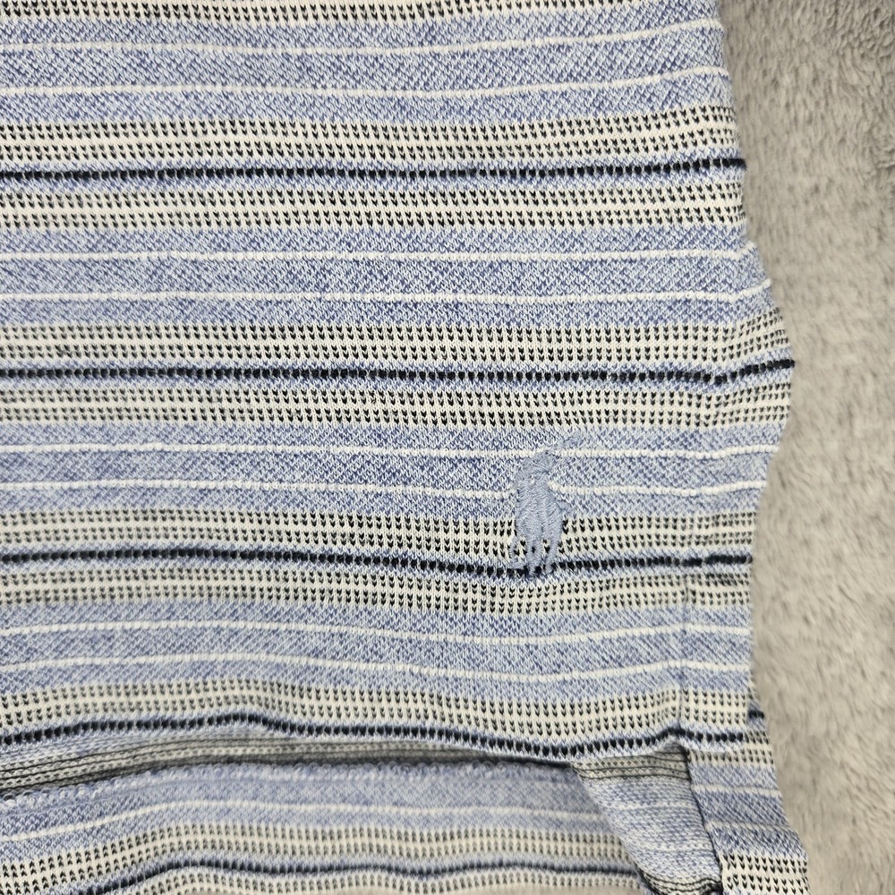Polo Ralph Lauren Polo Shirt Mens L Blue Striped Pima Cotton Pocket - Picture 4 of 8